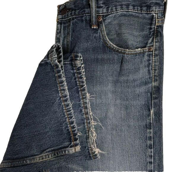 Levi's Jeans Men 36x30 Vintage 527 Blue Denim Dark Wash Frayed Hem Bootcut - Picture 10 of 16